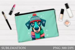Christmas Dog Makeup Bag. Christmas Cosmetics Bag Design Product Image 1