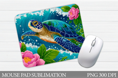 Turtle Mouse Pad Sublimation. Sea Mouse Pad Design Product Image 1