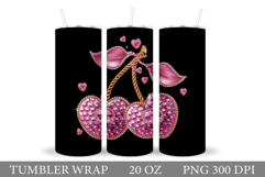 Heart Cherry Tumbler. Valentines Tumbler Sublimation Product Image 1