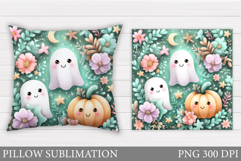 Cute Ghost Pillow Design. Cute Ghost Sublimation Product Image 1