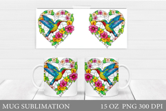 Hummingbird Mug Design. Flowers Mug Wrap Sublimation Product Image 1