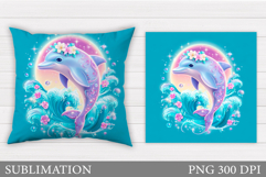 Dolphin Pillow Sublimation. Dolphin Sublimation Product Image 1