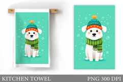 Cute Dog Kitchen Towel. Christmas Dog Kitchen Towel Design Product Image 1