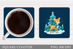 Christmas Deer Coaster Design. Christmas Coaster Sublimation Product Image 1