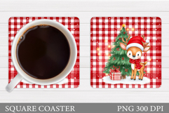 Christmas Deer Coaster Design. Christmas Coaster Sublimation Product Image 1