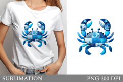 Patchwork Crab T-Shirt Design. Patchwork Crab Sublimation Product Image 1