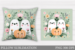 Halloween Ghost Pillow Design. Halloween Ghost Sublimation Product Image 1