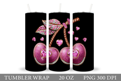 Heart Cherry Tumbler. Valentines Tumbler Sublimation Product Image 1