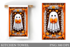 Cute Ghost Kitchen Towel. Cute Halloween Kitchen Towel Product Image 1