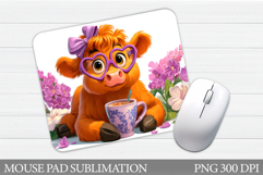 Highland Cow Mouse Pad. Cute Cow Mouse Pad Design Product Image 1