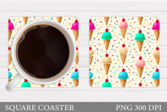 Ice Cream Coaster Design. Summer Coaster Sublimation Product Image 1