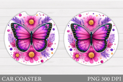 Butterfly Car Coaster. Flowers Car Coaster Design Product Image 1