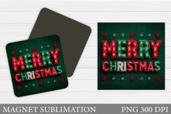 Merry Christmas Magnet Design. Christmas Magnet Sublimation Product Image 1