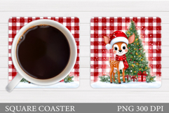 Christmas Deer Coaster Design. Christmas Coaster Sublimation Product Image 1