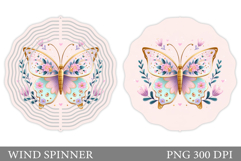 Butterfly Wind Spinner. Flowers Wind Spinner Sublimation Product Image 1