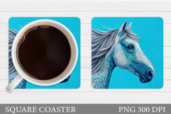 Horse Coaster Design. Horse Square Coaster Sublimation Product Image 1