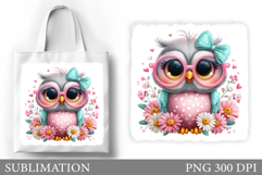 Cute Owl Tote Bag Design. Cute Owl Sublimation Product Image 1