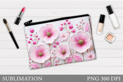 Floral Makeup Bag. Flowers Makeup Pouch Sublimation Product Image 1