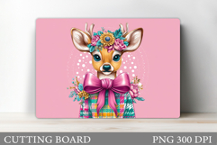 Cute Deer Cutting Board Sublimation. Christmas Cutting Board Product Image 1