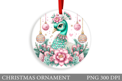 Cute Peacock Christmas Ornament. Christmas Sublimation Product Image 1