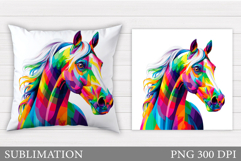 Horse Pillow Design. Horse Sublimation Product Image 1