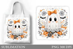Ghost Tote Bag Sublimation. Halloween Tote Bag Design Product Image 1
