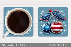 Patriotic Cherry Coaster Design. Patriotic Sublimation Product Image 1