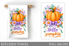 Pumpkin Kitchen Towel. Flowers Kitchen Towel Design Product Image 1