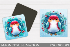 Christmas Bird Magnet. Christmas Magnet Sublimation Product Image 1