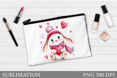 Valentines Bunny Cosmetics Bag. Valentines Makeup Bag Design Product Image 1