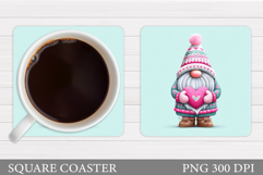 Valentines Gnome Coaster. Valentines Coaster Sublimation Product Image 1