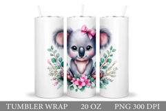 Cute Koala Tumbler Sublimation. Funny Koala Tumbler Design Product Image 1