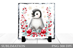 Christmas Penguin Slate Design. Cute Penguin Sublimation Product Image 1