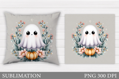 Halloween Ghost Pillow Design. Halloween Ghost Sublimation Product Image 1