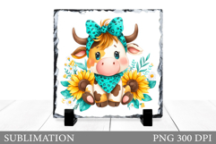 Cute Cow Sublimation. Cow Slate Sublimation Product Image 1