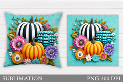 Fall Pumpkin Pillow Design. Fall Sublimation Product Image 1