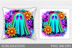 Halloween Ghost Pillow Design. Cute Ghost Sublimation Product Image 1