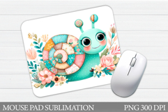 Patchwork Snail Mouse Pad. Cute Snail Sublimation Product Image 1