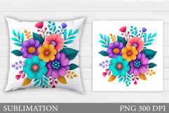 Flowers Sublimation. Flowers Pillow Design Product Image 1