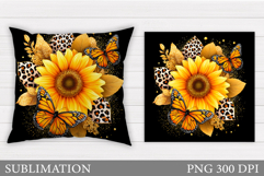 Butterflies Sublimation. Flowers Pillow Sublimation Product Image 1