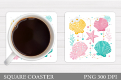 Sea Coaster Sublimation. Starfish Coaster. Seashell Coaster Product Image 1