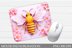 Bee Mouse Pad Design. Bee Flowers Mouse Pad Sublimation Product Image 1