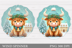 Highland Cow Wind Spinner. Christmas Wind Spinner Design Product Image 1