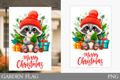 Christmas Raccoon Garden Flag. Christmas Garden Flag Design Product Image 1