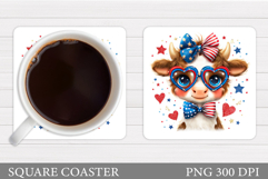 Patriotic Cow Coaster Design. Patriotic Coaster Sublimation Product Image 1