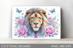 Lion Cutting Board Design. Lion Flowers Cutting Board Product Image 1