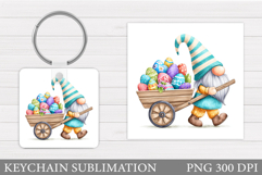 Easter Gnome Keychain Design. Easter Keychain Sublimation Product Image 1