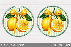 Lemons Car Coaster Design. Lemons Sublimation Product Image 1