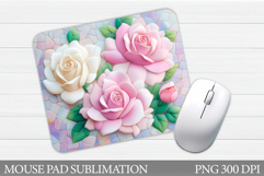 Roses Mouse Pad Sublimation. Flowers Mouse Pad Design Product Image 1