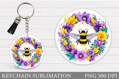 Bee Keychain Design. Bee Sublimation Product Image 1